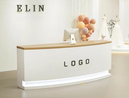 Custom Modern Wooden Led Cash Counter Optical Retail Reception Desk for sale  